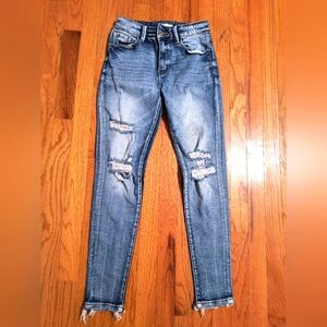 KanCan High Rise distressed ankle skinny jeans VBK1836A, women's 25x27"